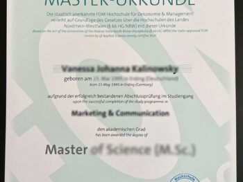 埃森经济与管理应用技术大学证书