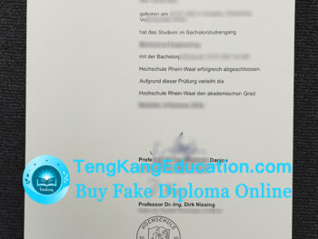 莱茵-瓦尔应用科学大学文凭Hochschule Rhein-Waal Urkunde