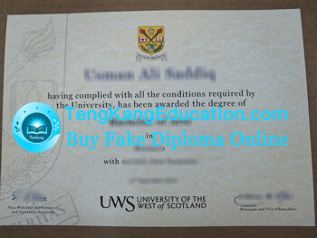 西苏格兰大学文凭University of the West of Scotland diploma
