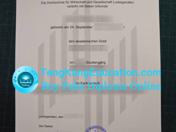 路德维希港应用科技大学文凭Hochschule für Wirtschaft und Gesellschaft Ludwigshafen Urkunde