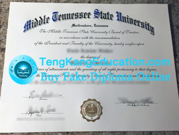 中田纳西州立大学毕业证Middle Tennessee State University diploma