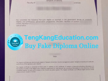 坦佩雷大学毕业证Tampereen yliopiston tutkintotodistus