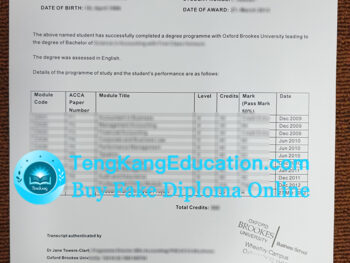 牛津布鲁克斯大学成绩单Oxford Brookes University transcript