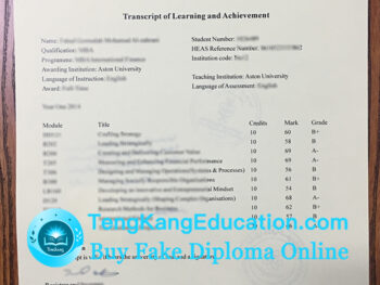 阿斯顿大学成绩单Aston University transcript