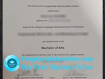安斯巴赫应用技术大学毕业证Hochschule Ansbach Urkunde