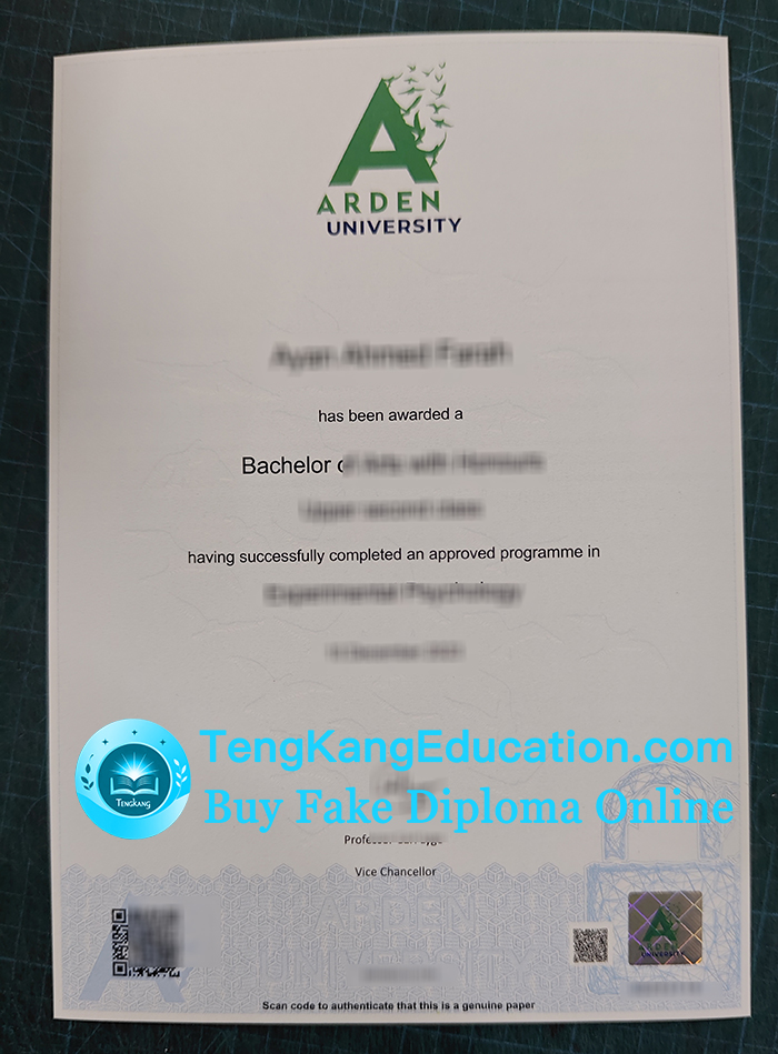 英国雅顿大学毕业证, Arden University diploma